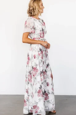Baltic Born Naomi Short Sleeve Maxi Dress | Off White + Rose Floral