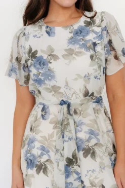 Baltic Born Naomi Short Sleeve Maxi Dress | Dusty Blue Floral