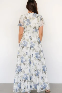 Baltic Born Naomi Short Sleeve Maxi Dress | Dusty Blue Floral