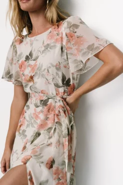 Baltic Born Naomi Short Sleeve Maxi Dress | Ivory + Coral Floral