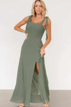 Baltic Born Necia Tie Shoulder Maxi Dress | Dark Sage