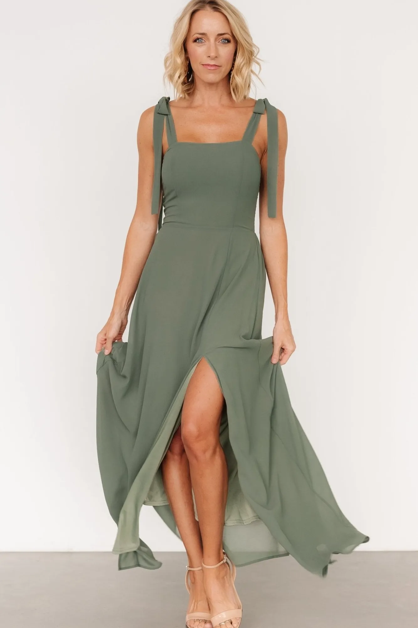 Baltic Born Necia Tie Shoulder Maxi Dress | Dark Sage
