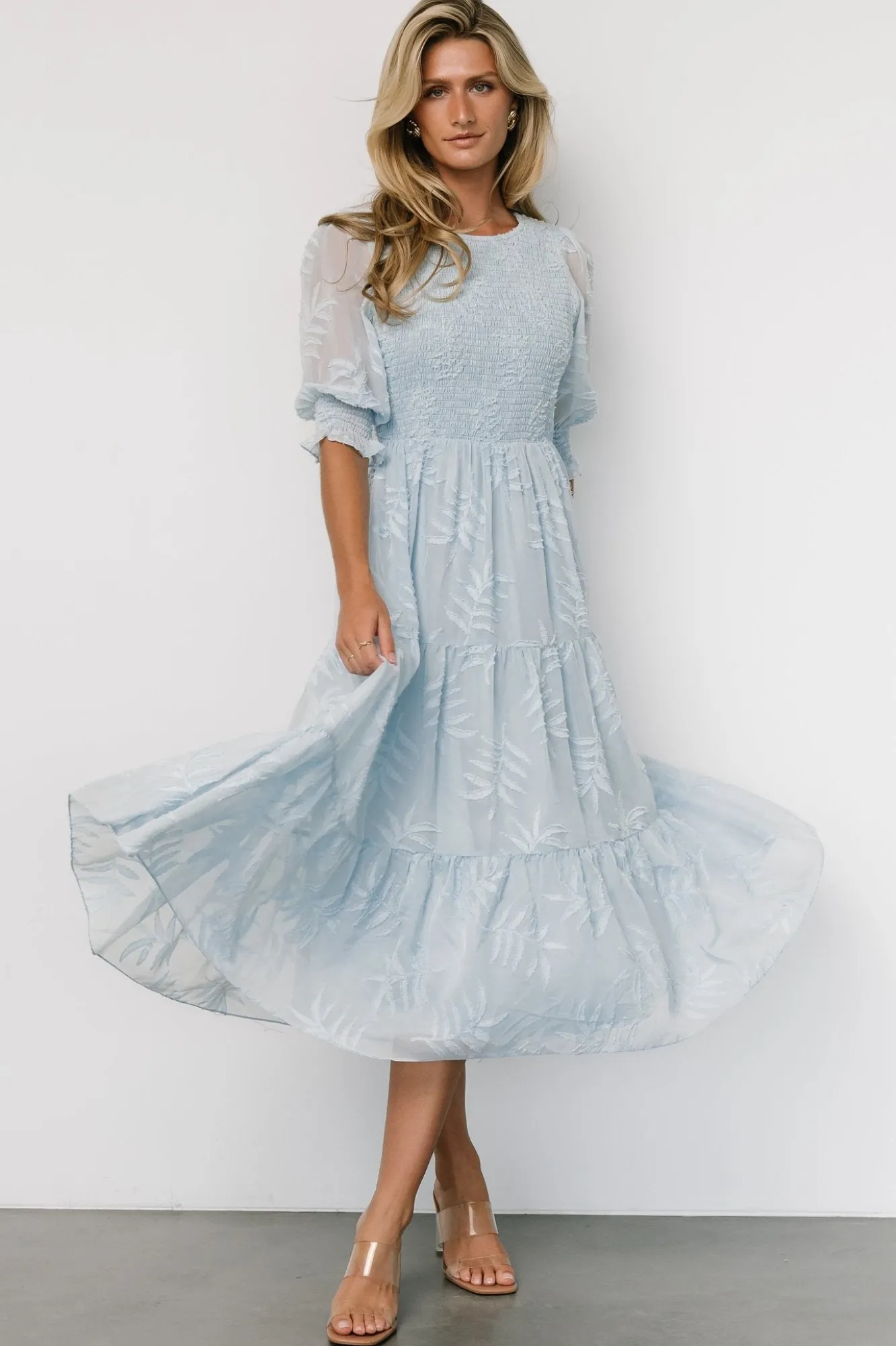 Baltic Born Nellie Smocked Midi Dress | Light Blue