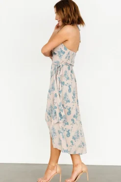 Baltic Born Nicole Faux Wrap Midi Dress | Natural + Blue