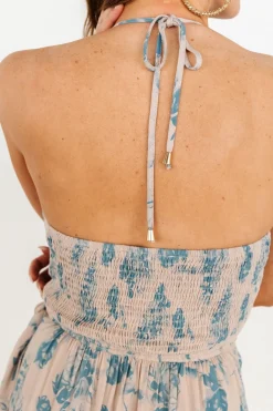 Baltic Born Nicole Faux Wrap Midi Dress | Natural + Blue