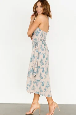 Baltic Born Nicole Faux Wrap Midi Dress | Natural + Blue