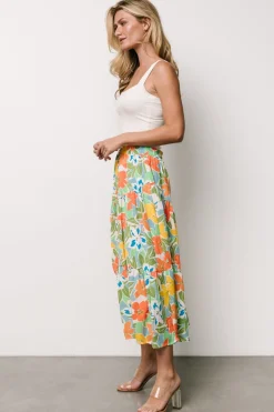 Baltic Born Nika Tiered Skirt | Orange + Blue Floral