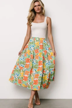 Baltic Born Nika Tiered Skirt | Orange + Blue Floral