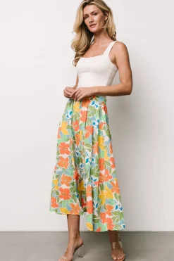 Baltic Born Nika Tiered Skirt | Orange + Blue Floral
