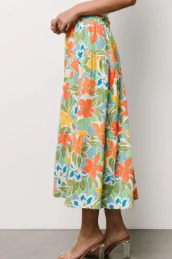 Baltic Born Nika Tiered Skirt | Orange + Blue Floral