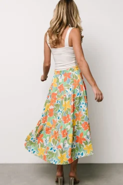 Baltic Born Nika Tiered Skirt | Orange + Blue Floral