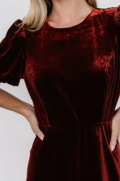 Baltic Born Nita Velvet Midi Dress | Deep Cinnamon