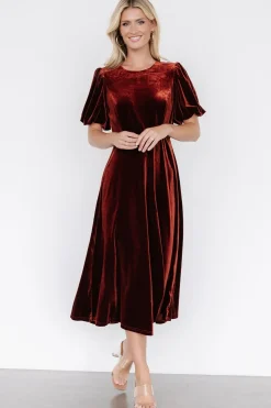 Baltic Born Nita Velvet Midi Dress | Deep Cinnamon