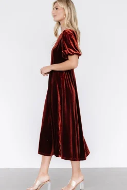 Baltic Born Nita Velvet Midi Dress | Deep Cinnamon