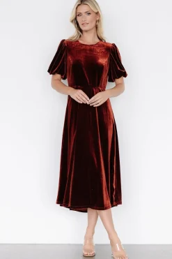 Baltic Born Nita Velvet Midi Dress | Deep Cinnamon