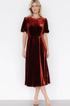 Baltic Born Nita Velvet Midi Dress | Deep Cinnamon