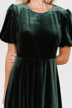 Baltic Born Nita Velvet Midi Dress | Deep Green