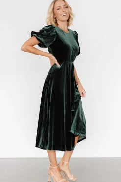 Baltic Born Nita Velvet Midi Dress | Deep Green