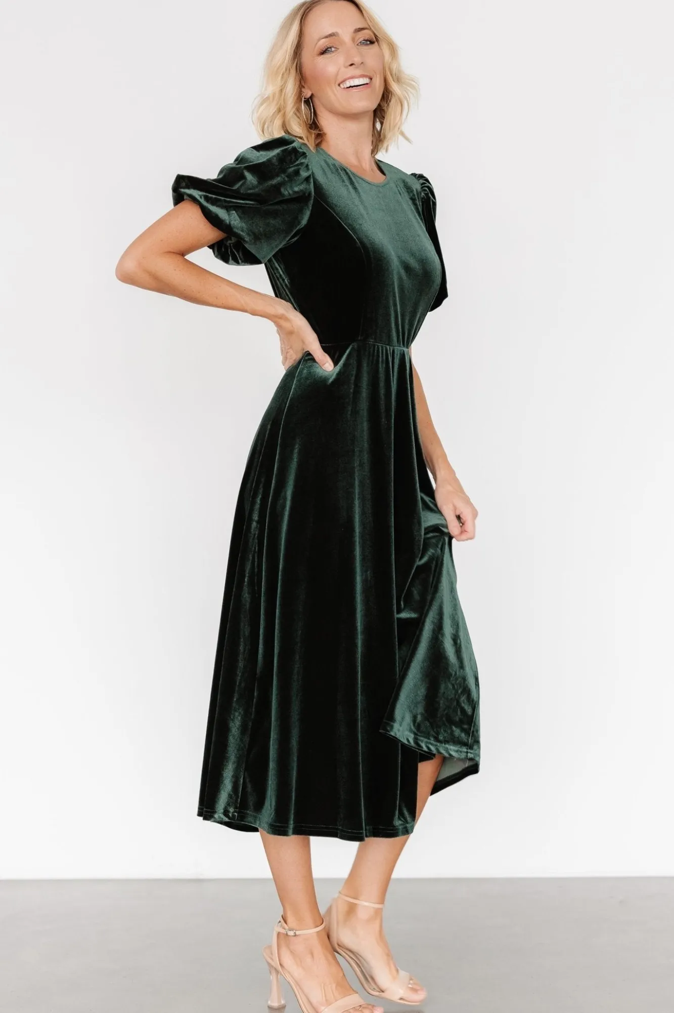 Baltic Born Nita Velvet Midi Dress | Deep Green