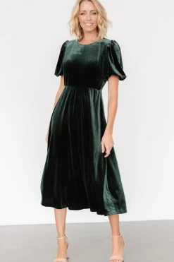 Baltic Born Nita Velvet Midi Dress | Deep Green