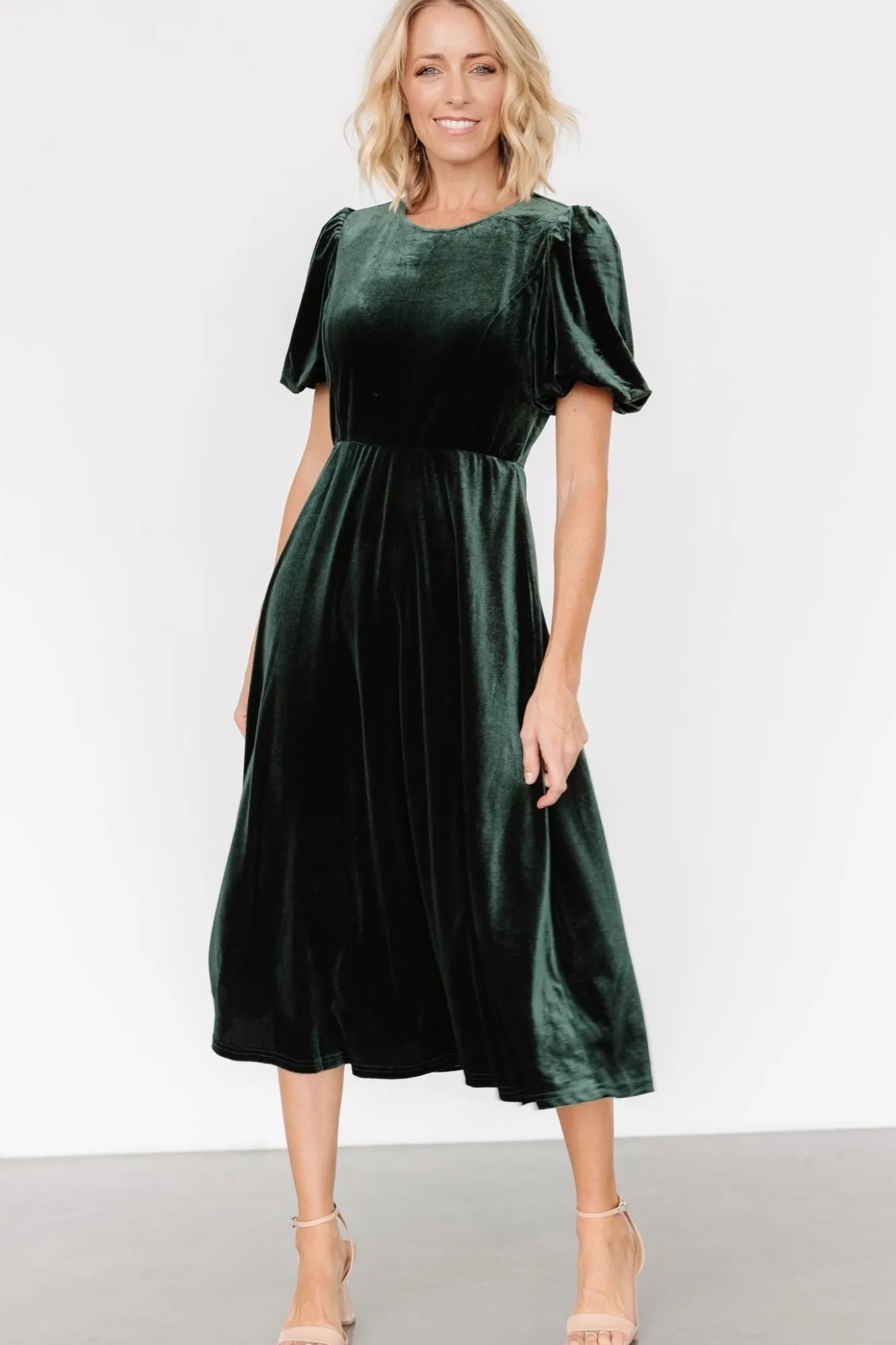 Baltic Born Nita Velvet Midi Dress | Deep Green