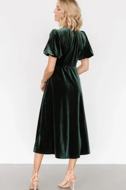 Baltic Born Nita Velvet Midi Dress | Deep Green