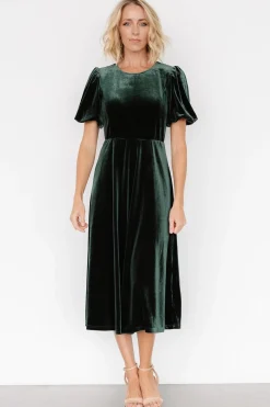 Baltic Born Nita Velvet Midi Dress | Deep Green