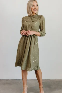 Baltic Born Nixon Pintuck Ruffle Midi Dress |