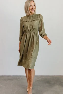 Baltic Born Nixon Pintuck Ruffle Midi Dress |