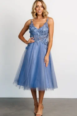 Baltic Born Noelle Shimmer Midi Dress | Slate Blue