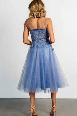 Baltic Born Noelle Shimmer Midi Dress | Slate Blue