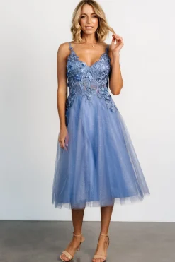 Baltic Born Noelle Shimmer Midi Dress | Slate Blue