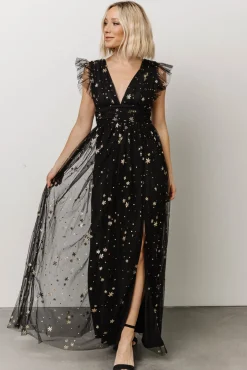 Baltic Born Nova Shimmer Maxi Dress | Black + Gold