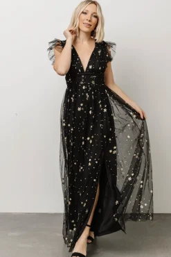 Baltic Born Nova Shimmer Maxi Dress | Black + Gold