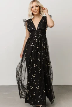 Baltic Born Nova Shimmer Maxi Dress | Black + Gold