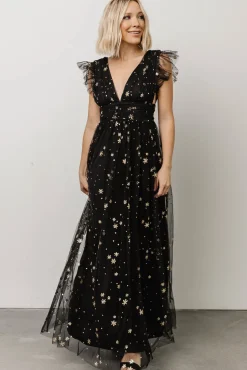 Baltic Born Nova Shimmer Maxi Dress | Black + Gold
