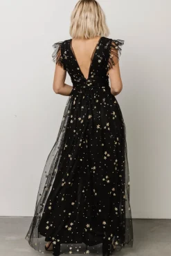 Baltic Born Nova Shimmer Maxi Dress | Black + Gold