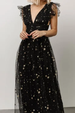 Baltic Born Nova Shimmer Maxi Dress | Black + Gold