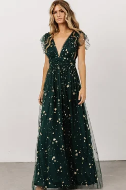 Baltic Born Nova Shimmer Maxi Dress | Green + Gold