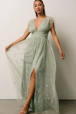 Baltic Born Nova Shimmer Maxi Dress | Sage + Silver
