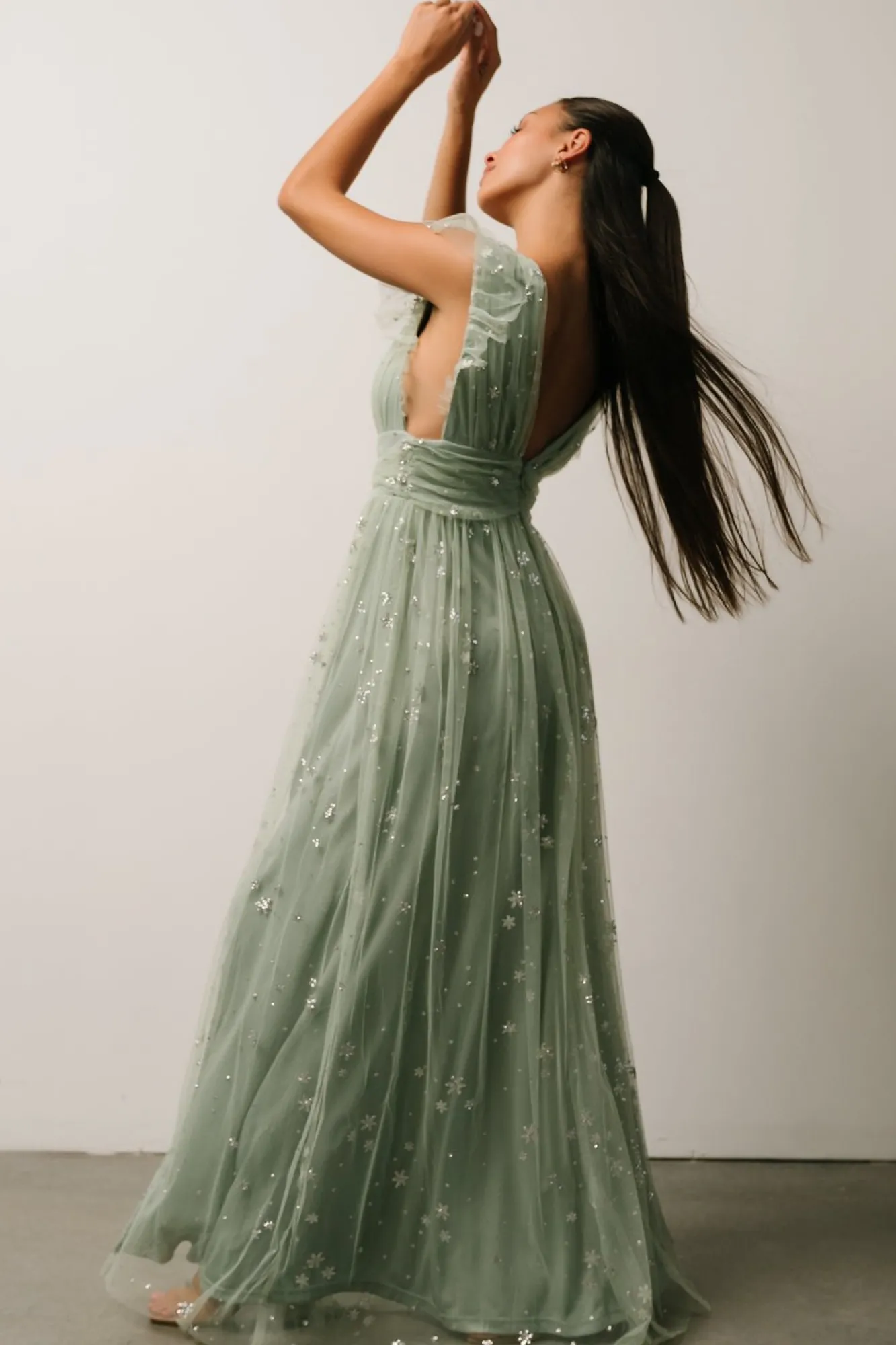Baltic Born Nova Shimmer Maxi Dress | Sage + Silver