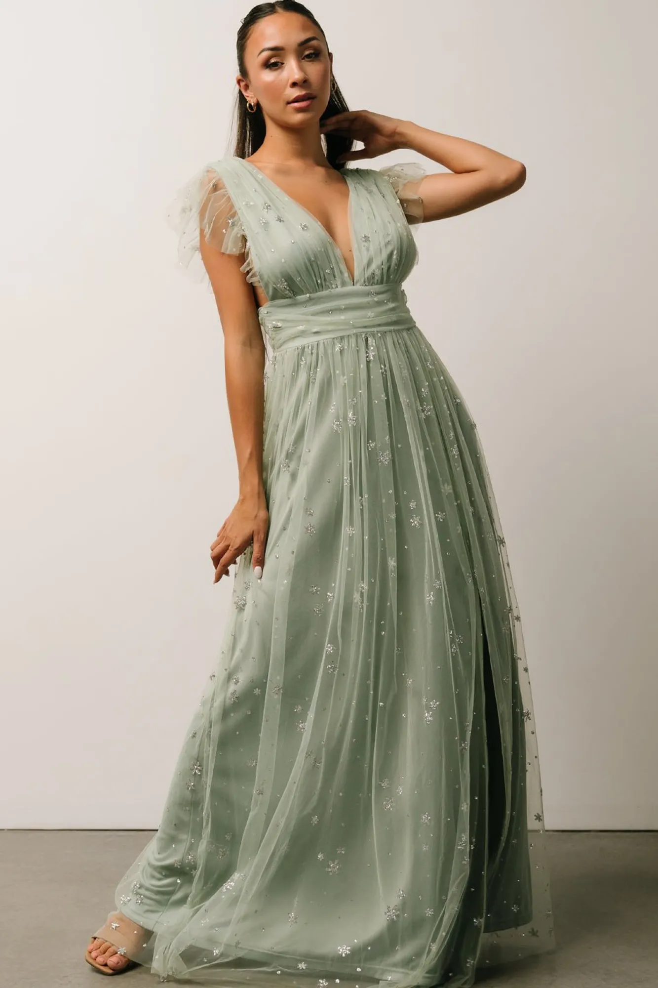 Baltic Born Nova Shimmer Maxi Dress | Sage + Silver