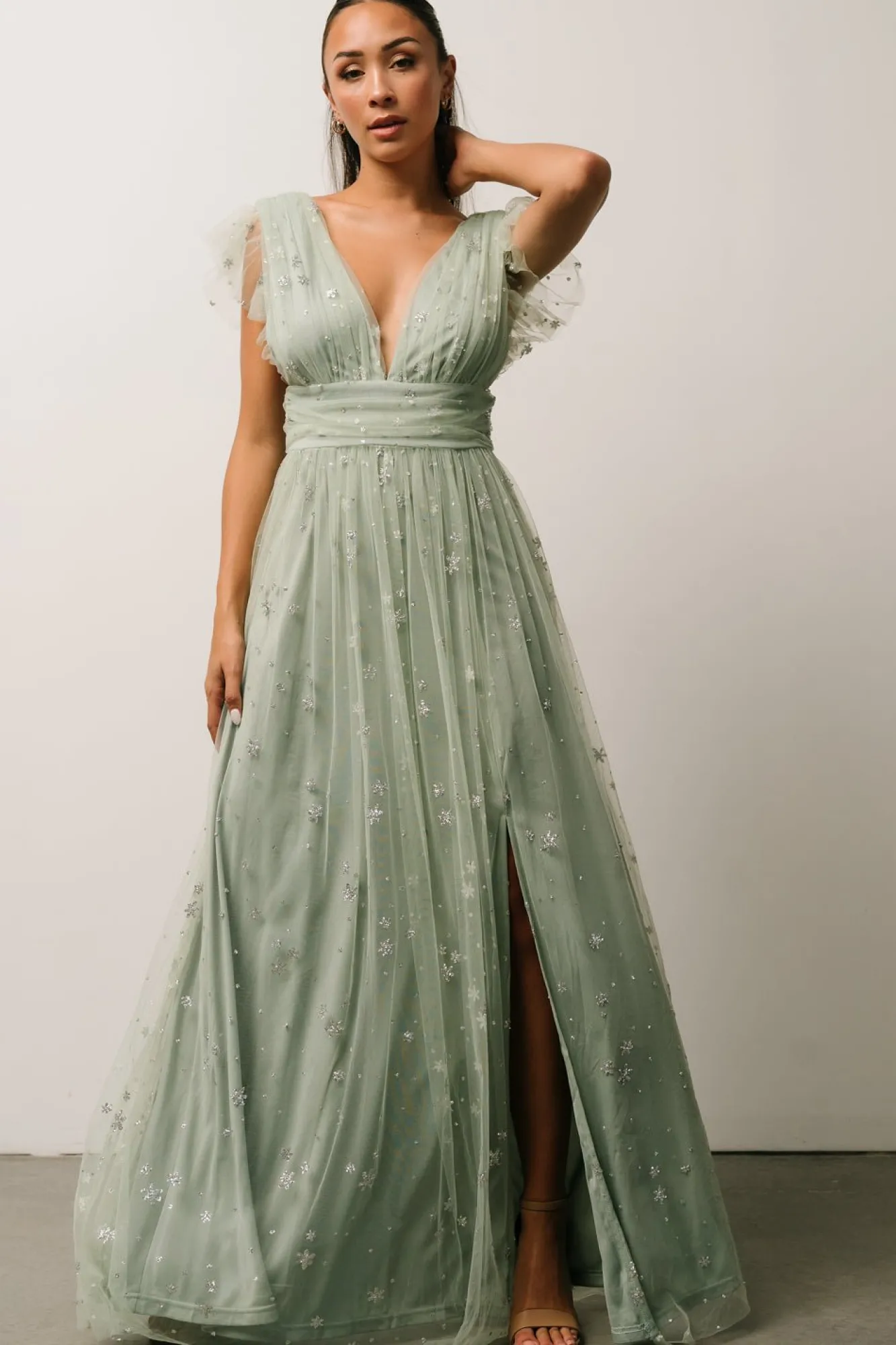 Baltic Born Nova Shimmer Maxi Dress | Sage + Silver