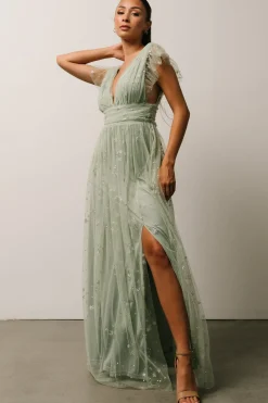 Baltic Born Nova Shimmer Maxi Dress | Sage + Silver