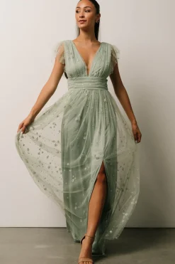 Baltic Born Nova Shimmer Maxi Dress | Sage + Silver