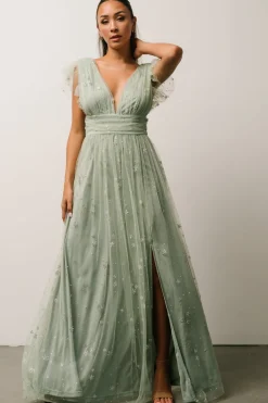 Baltic Born Nova Shimmer Maxi Dress | Sage + Silver
