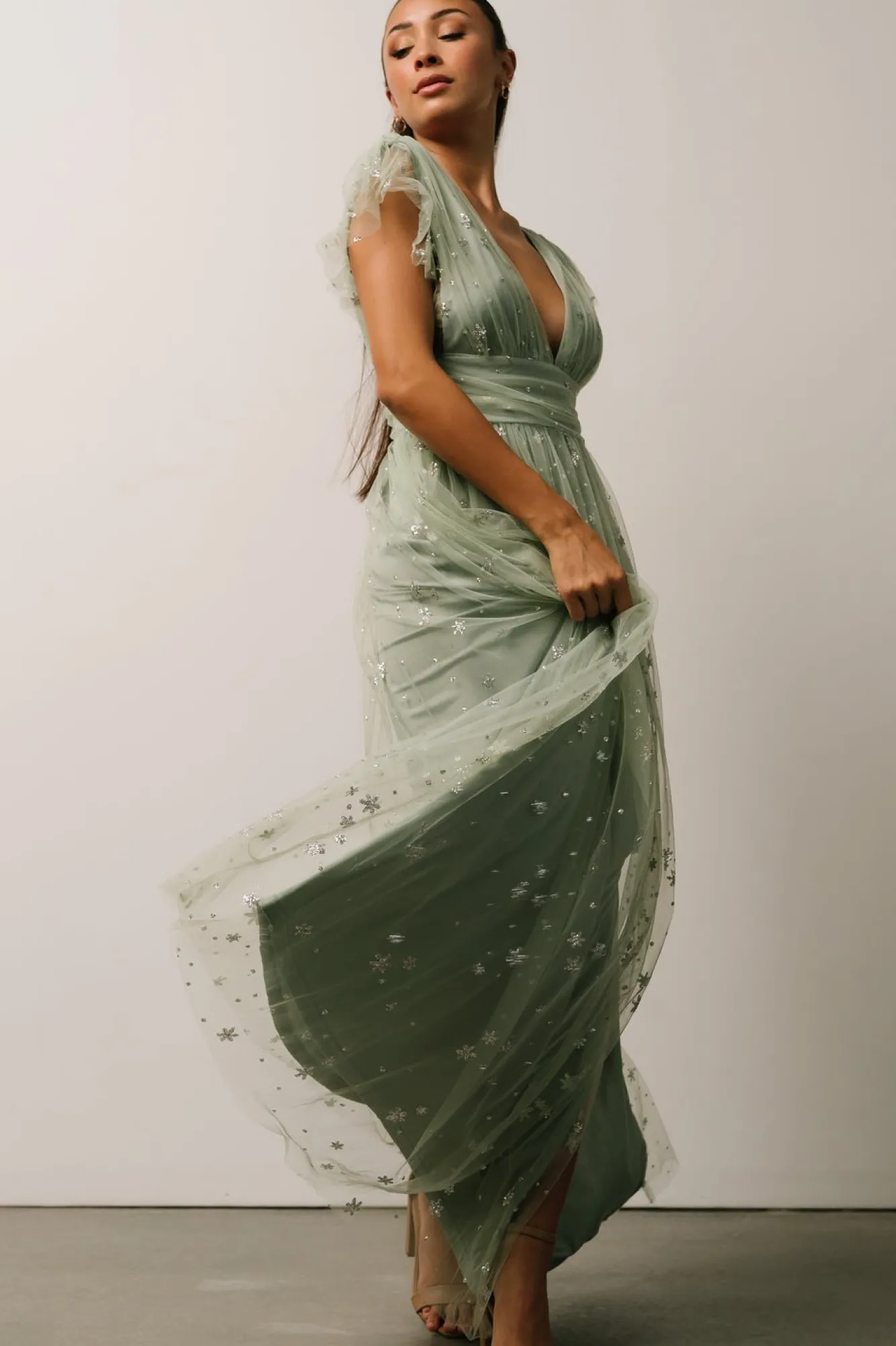 Baltic Born Nova Shimmer Maxi Dress | Sage + Silver