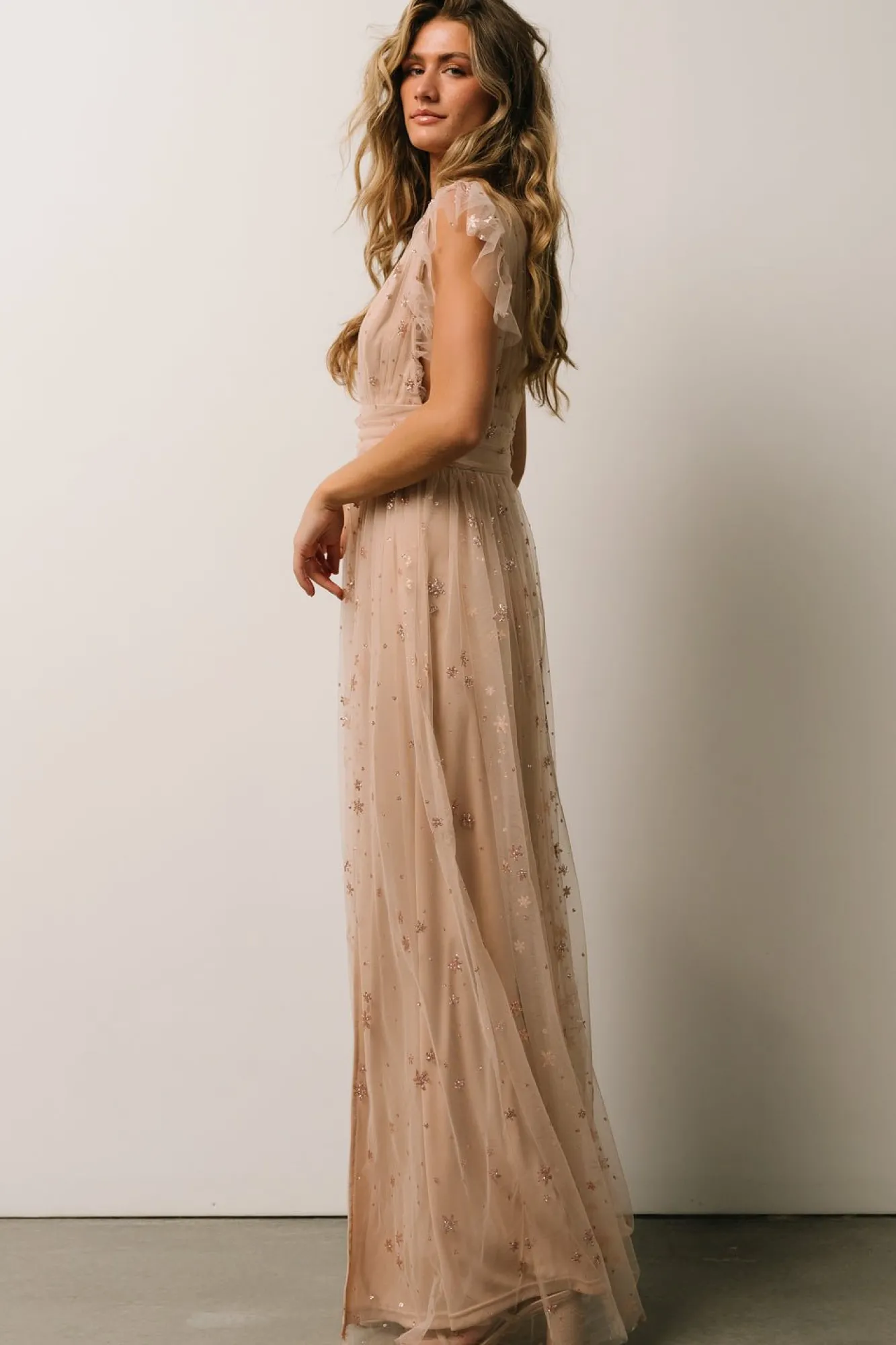 Baltic Born Nova Shimmer Maxi Dress | Natural + Blush