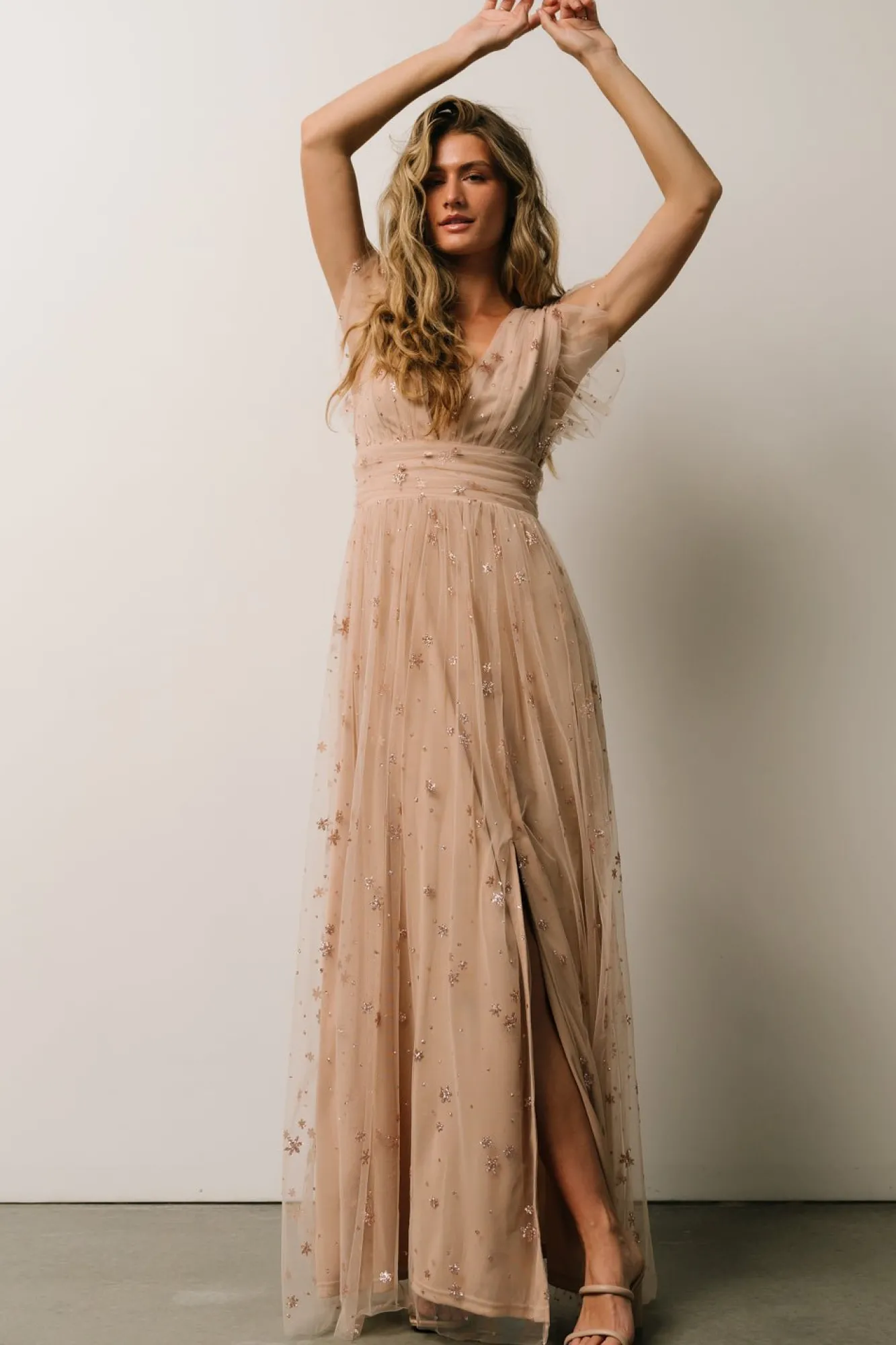 Baltic Born Nova Shimmer Maxi Dress | Natural + Blush