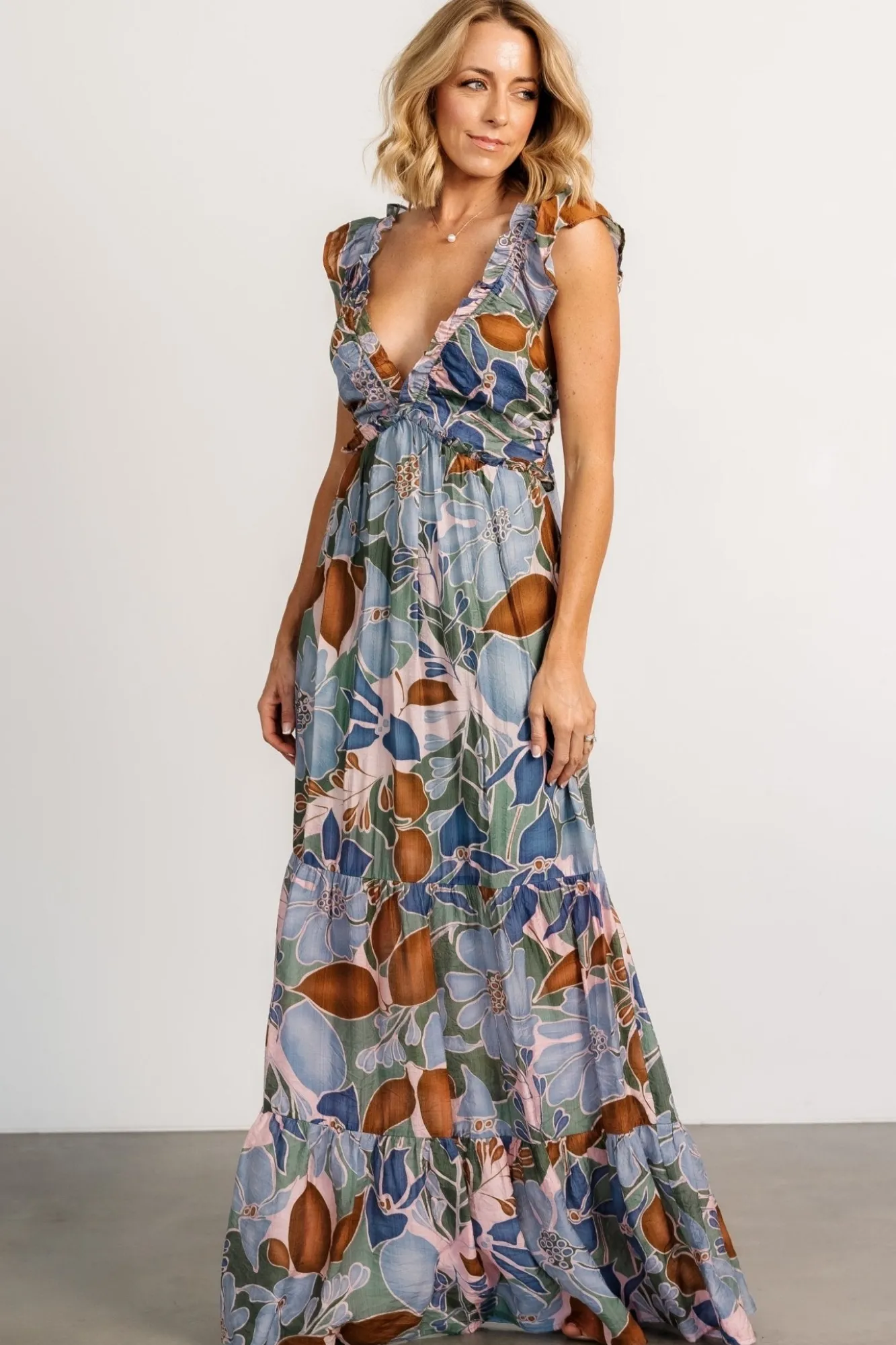 Baltic Born Nylah Back Tie Maxi Dress | Blue Multi
